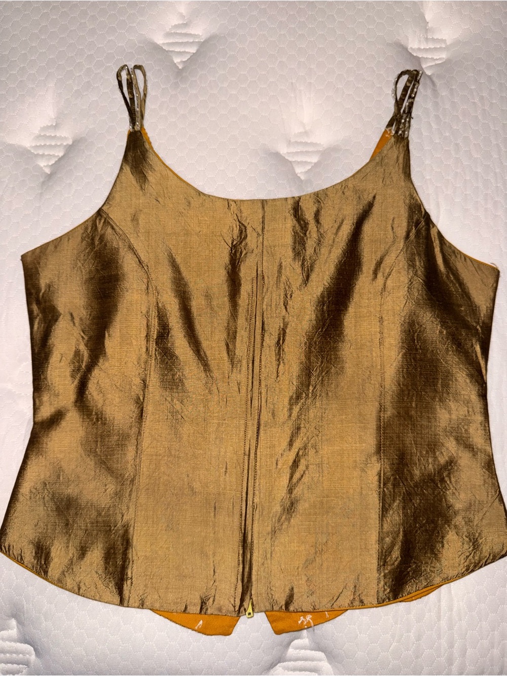 Embellished Satin Camisole Top - Gold - Picture 6 of 10